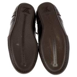 Pre Owned Louis Vuitton Burgundy Brogue Patent Leather Low Top Sneakers Size 37