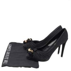  Louis Vuitton Black Suede Knot Confident Tassel Platform Pumps Size 37
