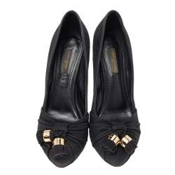  Louis Vuitton Black Suede Knot Confident Tassel Platform Pumps Size 37