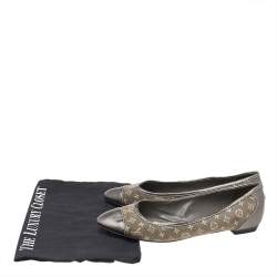Louis Vuitton Metallic Grey Monogram Canvas and Leather Ballet Flats Size 37.5