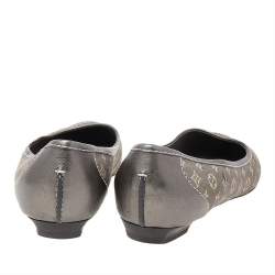 Louis Vuitton Metallic Grey Monogram Canvas and Leather Ballet Flats Size 37.5