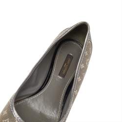 Louis Vuitton Metallic Grey Monogram Canvas and Leather Ballet Flats Size 37.5