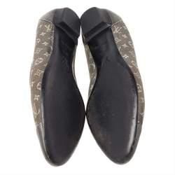 Louis Vuitton Metallic Grey Monogram Canvas and Leather Ballet Flats Size 37.5