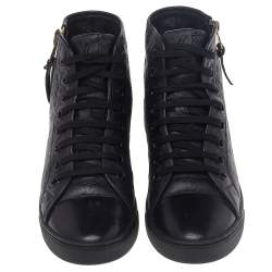 Pre Owned حذاء رياضي لوي فيتون مرتفع من أعلى بانشي سويدي وجلد إمبراينت أسود مقاس 38