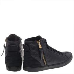 Pre Owned حذاء رياضي لوي فيتون مرتفع من أعلى بانشي سويدي وجلد إمبراينت أسود مقاس 38