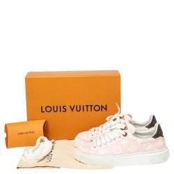 Louis Vuitton Pink Monogram Canvas and Leather Time Out Sneakers Size 37