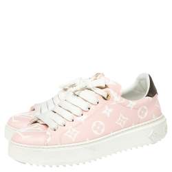 Louis Vuitton Pink Monogram Canvas and Leather Time Out Sneakers Size 37