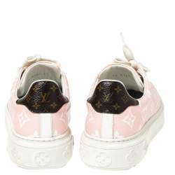 Louis Vuitton Pink Monogram Canvas and Leather Time Out Sneakers Size 37