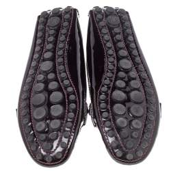 Pre Owned Louis Vuitton Burgundy Patent Leather Oxford Slip on Loafers Size 36.5