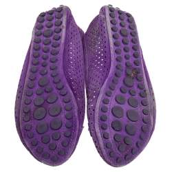 Pre Owned Louis Vuitton Purple Perforated Suede Ballet Flats Size 39