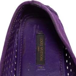 Pre Owned Louis Vuitton Purple Perforated Suede Ballet Flats Size 39