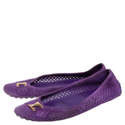 Pre Owned Louis Vuitton Purple Perforated Suede Ballet Flats Size 39