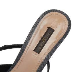 Louis Vuitton Black Leather Embellished Slide Sandals Size 39