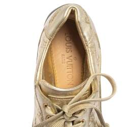 Louis Vuitton Metallic Gold Monogram Embossed Leather Trainers Sneakers Size 36
