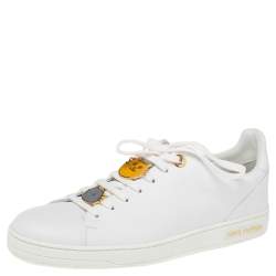 Louis Vuitton White Leather Frontrow Embellished Sneakers Size 39