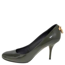 Pre Owned Louis Vuitton Olive Green Patent Leather Oh Really! Pumps Size 39.5