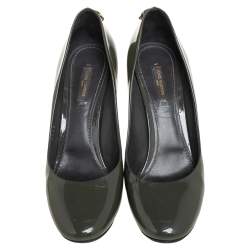 Pre Owned Louis Vuitton Olive Green Patent Leather Oh Really! Pumps Size 39.5