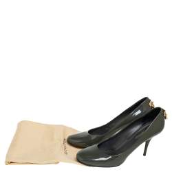 Pre Owned Louis Vuitton Olive Green Patent Leather Oh Really! Pumps Size 39.5