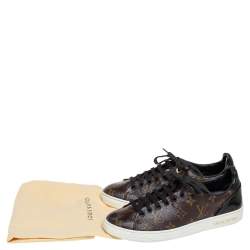 Pre Owned Louis Vuitton Monogram Canvas and Patent Leather Frontrow Low Top Sneakers Size 37