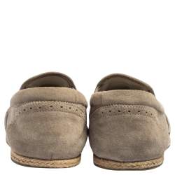 Pre Owned Louis Vuitton Grey Suede Brogue Slip On Espadrille Loafers Size 41.5