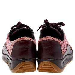 Pre Owned Louis Vuitton Brown/Red Monogram Canvas And Leather Low Top Sneakers Size 39