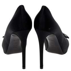 Louis Vuitton Black Satin Embellished Peep Toe Pumps Size 39