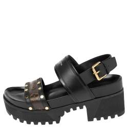 Stunning Comfy Louis Vuitton Platform Sandals Shoes Heels Black UK 4 37 RP  970  eBay