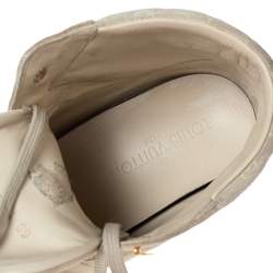مملوكة مسبقًا Louis Vuitton Cream Suede and Leather Cliff Top Sneaker Boots Size 38.5