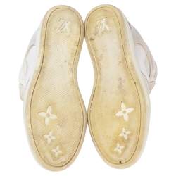 مملوكة مسبقًا Louis Vuitton Cream Suede and Leather Cliff Top Sneaker Boots Size 38.5