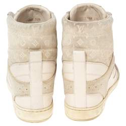 مملوكة مسبقًا Louis Vuitton Cream Suede and Leather Cliff Top Sneaker Boots Size 38.5