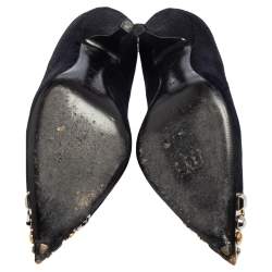 مملوكة مسبقًا حذاء كعب عالي لوي فيتون مقدمة مدببة برنيس شعر عجل أسود مقاس 38