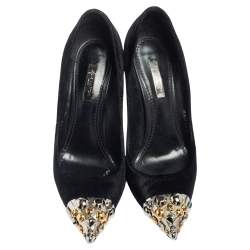 مملوكة مسبقًا حذاء كعب عالي لوي فيتون مقدمة مدببة برنيس شعر عجل أسود مقاس 38