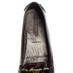 Pre Owned Louis Vuitton Burgundy Patent Leather Oxford Slip On Loafers Size 37
