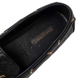 Pre Owned Louis Vuitton Black Monogram Empreinte Leather Gloria Bow Slip On Loafers Size 37