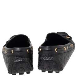 Pre Owned Louis Vuitton Black Monogram Empreinte Leather Gloria Bow Slip On Loafers Size 37