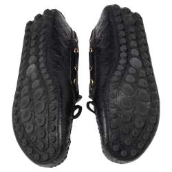 Pre Owned Louis Vuitton Black Monogram Empreinte Leather Gloria Bow Slip On Loafers Size 37