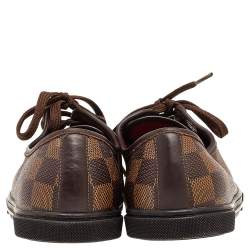 Louis Vuitton Damier Ebene And Leather Punchy Low Top Sneakers Size 37.5