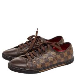 Louis Vuitton Damier Ebene And Leather Punchy Low Top Sneakers Size 37.5