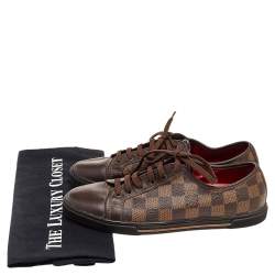 Louis Vuitton Damier Ebene And Leather Punchy Low Top Sneakers Size 37.5