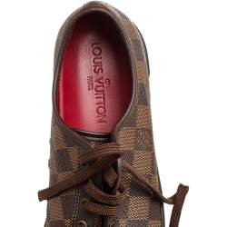 Louis Vuitton Damier Ebene And Leather Punchy Low Top Sneakers Size 37.5