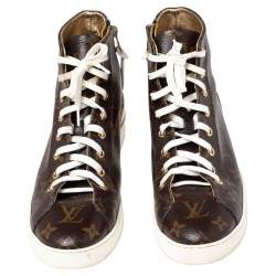 مملوكة مسبقًا Louis Vuitton Gold Monogram Canvas and Leather Stellar Sneaker Boots Size 40