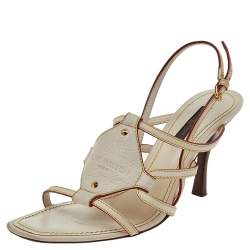 Louis Vuitton Cream Leather Ankle Strap Sandals Size 36.5