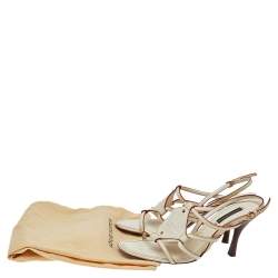 Louis Vuitton Cream Leather Ankle Strap Sandals Size 36.5