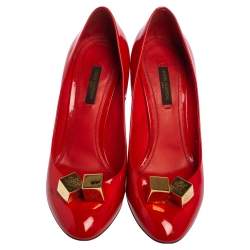 Louis Vuitton Red Vernis Leather Dice Pumps Size 37
