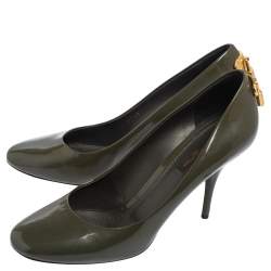 Pre Owned حذاء كعب عالي لوي فيتون أوه ريلي! جلد أخضر زي توني لامع مقاس 38.5