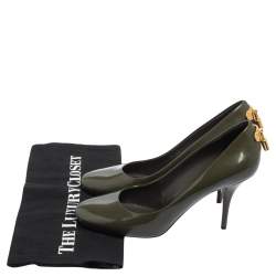 Pre Owned حذاء كعب عالي لوي فيتون أوه ريلي! جلد أخضر زيتوني لامع مقاس 38.5