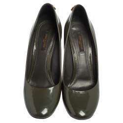 Pre Owned حذاء كعب عالي لوي فيتون أوه ريلي! جلد أخضر زيتوني لامع مقاس 38.5