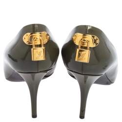 Pre Owned حذاء كعب عالي لوي فيتون أوه ريلي! جلد أخضر زيتوني لامع مقاس 38.5