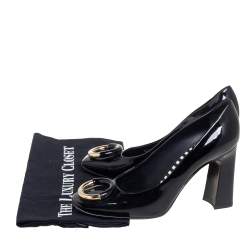 Pre Owned Louis Vuitton Black Patent Leather Square Toe Pumps Size 37.5