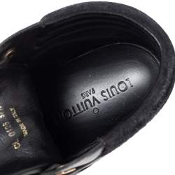 Louis Vuitton Black Epi Leather and Suede Wedge Sneakers Size 37.5